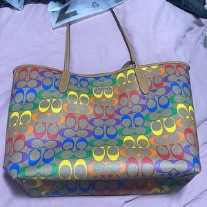 COACH RAINBOW CITY TOTE BAG